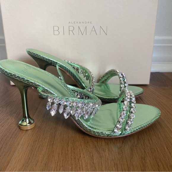 Alexandre Birman KARINA 85 MINT Green Heeled Sandals with Crystals  36/6 - Picture 3 of 12
